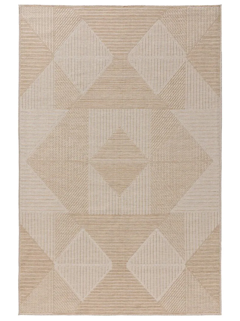 Tapis géométrique motif losange crème d'intérieur et d'extérieur 200x290 cm
