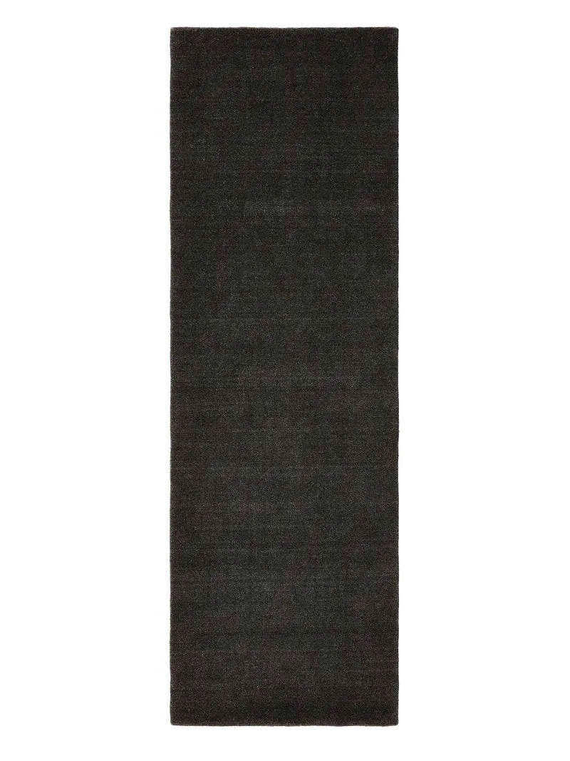 Tapis scandinave uni descente de lit marron foncé en laine 80x300 cm