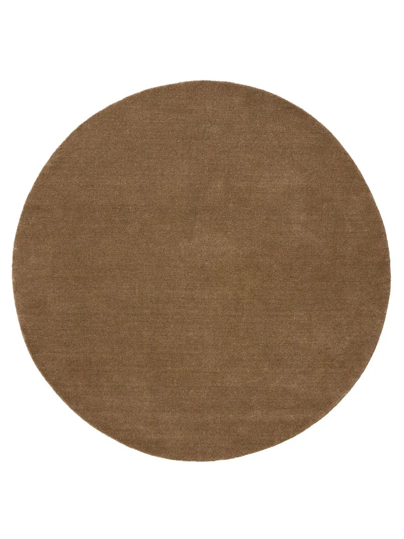 Tapis scandinave uni rond marron en laine 160 cm de diamètre