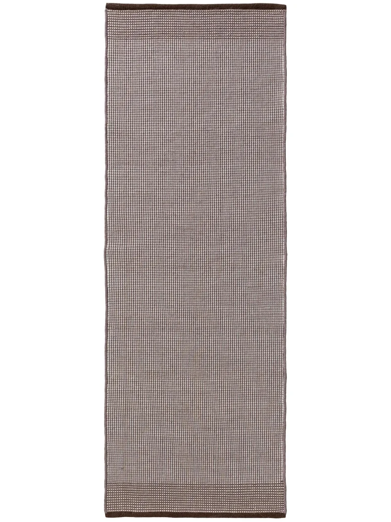 Tapis scandinave tressage géométrique de couloir beige et marron d'intérieur et d'extérieur 70x200 cm