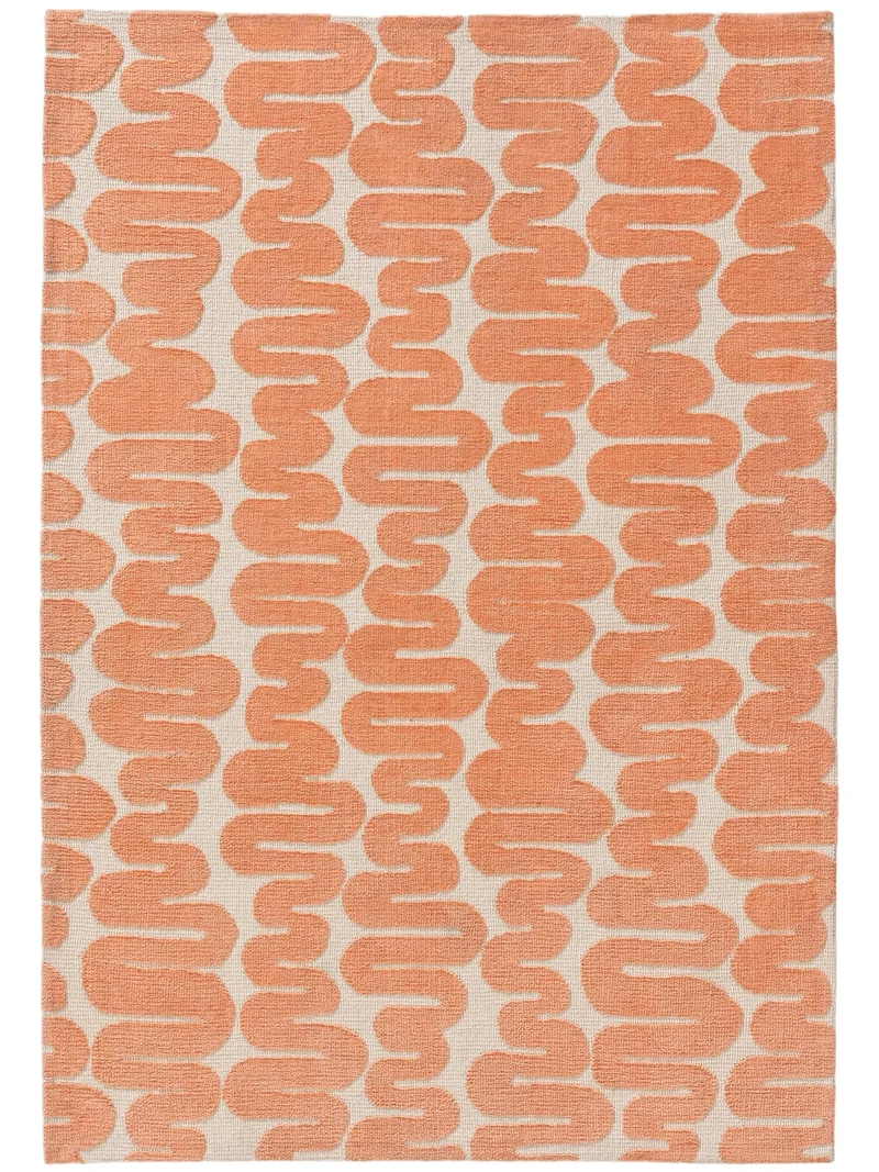 Tapis contemporain design orange et beige 200x300 cm