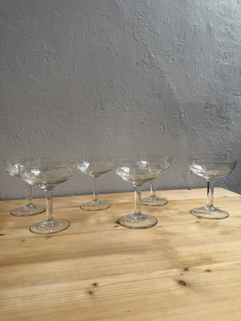Lot de 5 coupes gravées en cristal