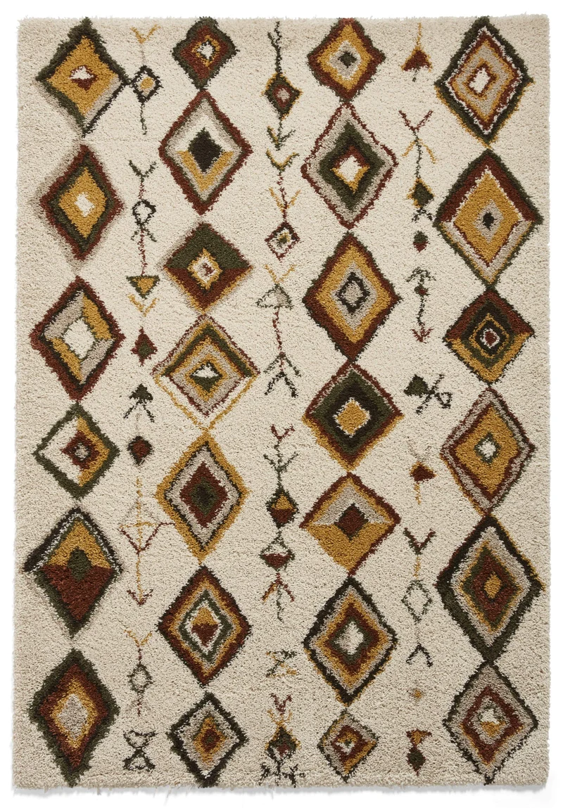 Tapis Ethnique Beige type Shaggy ROYAL NOMADIC
