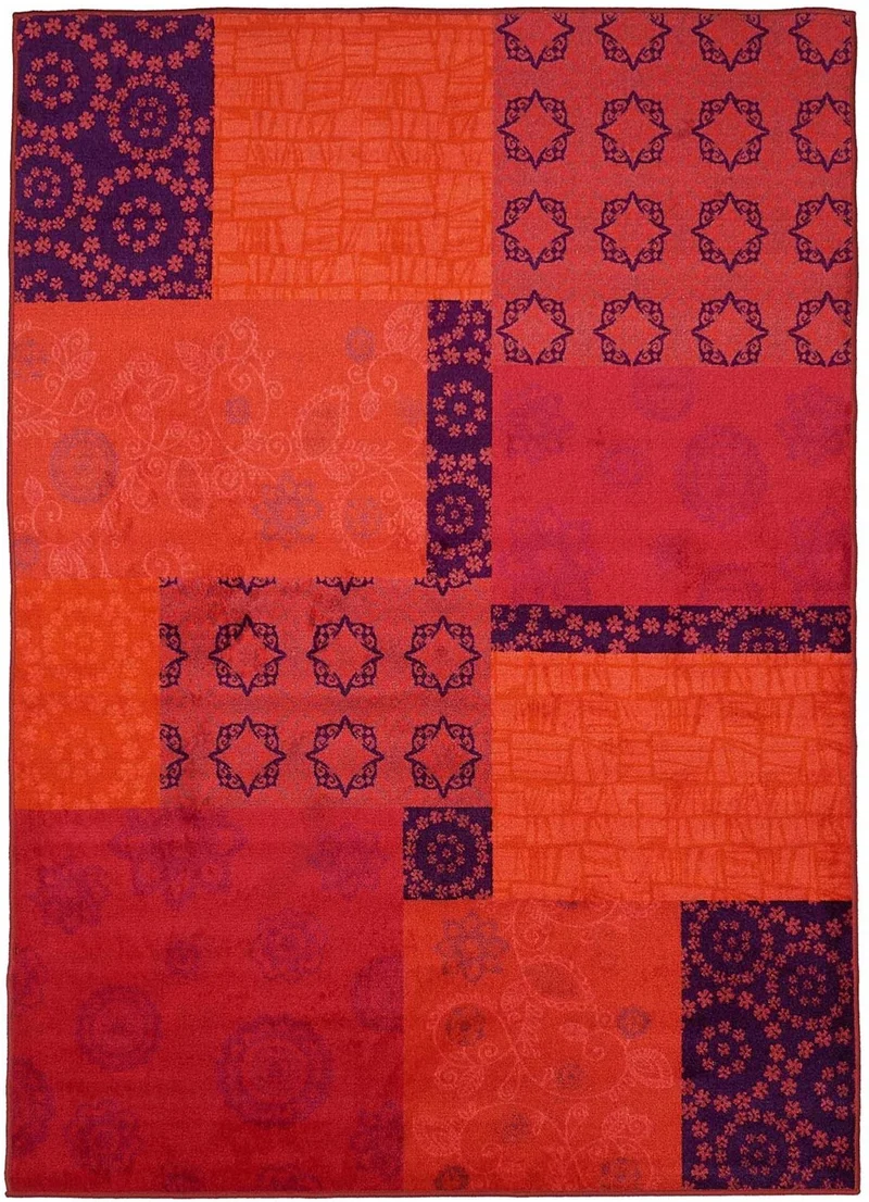 Tapis de Salon Orange Graphique ISPARTA PATCHWORK