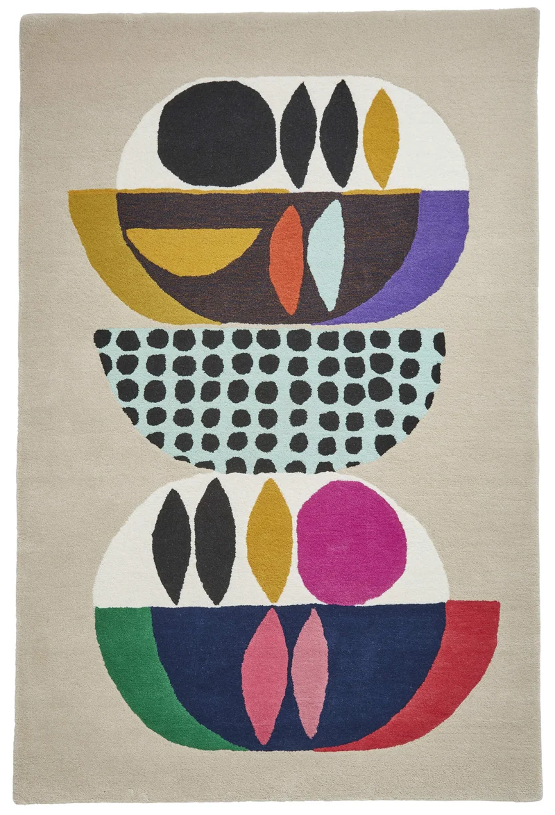 Tapis de salon multicolore contemporain en laine INALUXE IX11