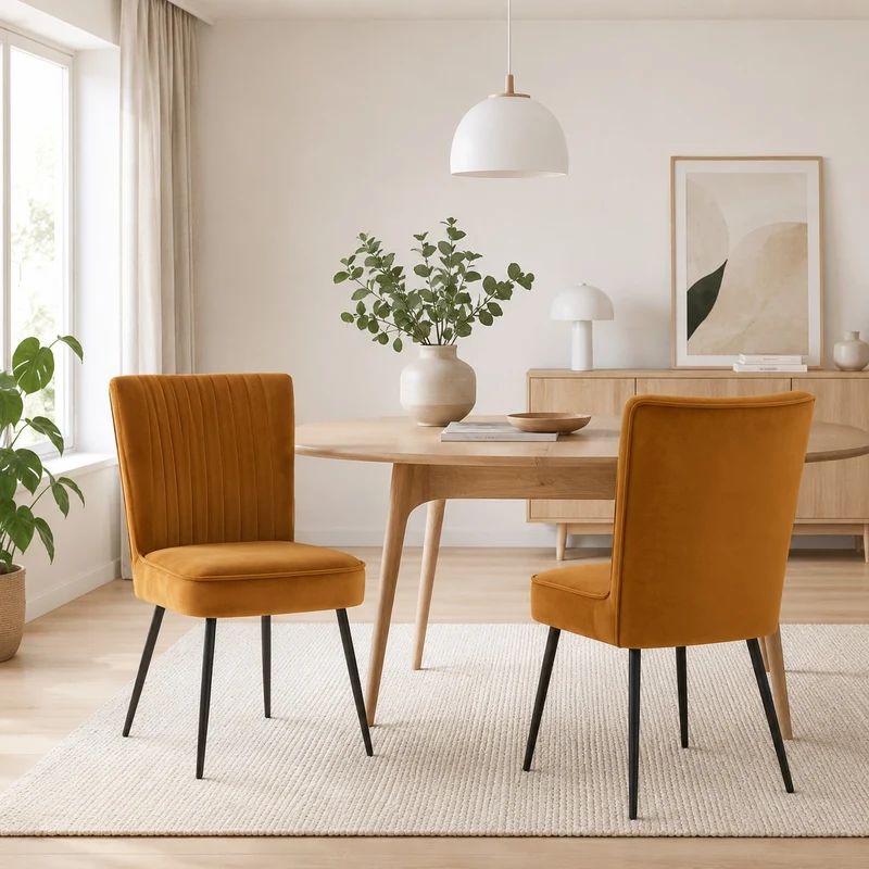 Lot de 2 chaises La Redoute Interieurs velours ocre Ronda