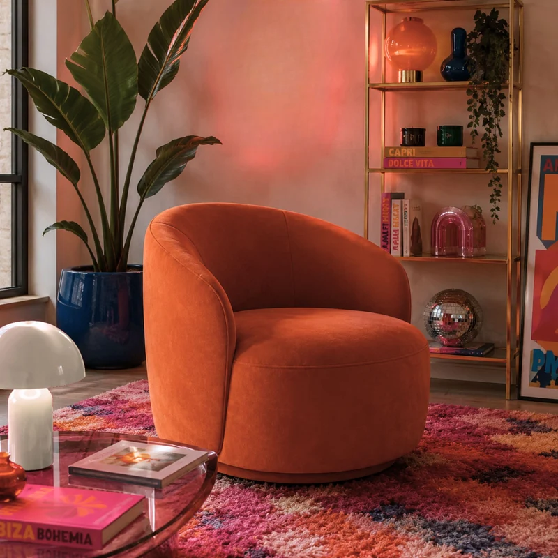 Fauteuil pivotant MICADONI Letizia en velours terracotta