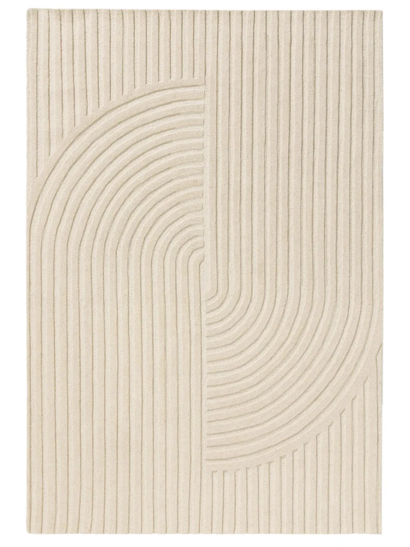 Tapis moderne motif japonais crème en laine 200x300 cm