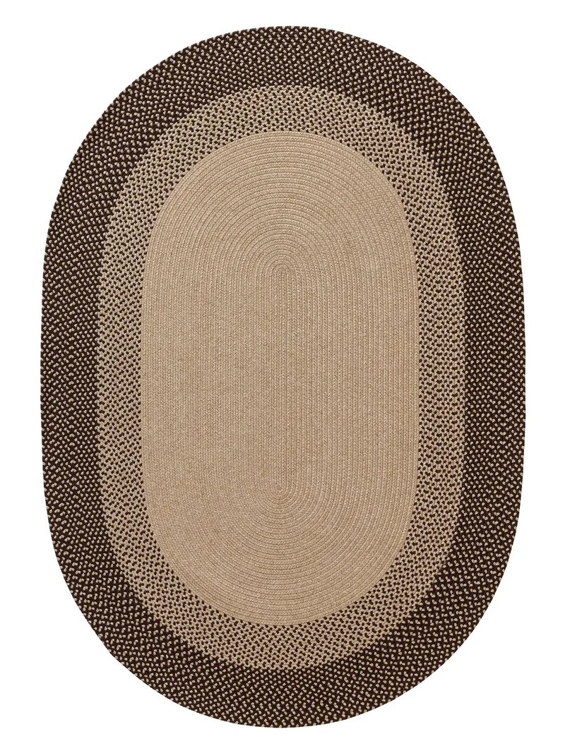 Tapis scandinave tressé ovale marron d'intérieur et d'extérieur 140x200 cm