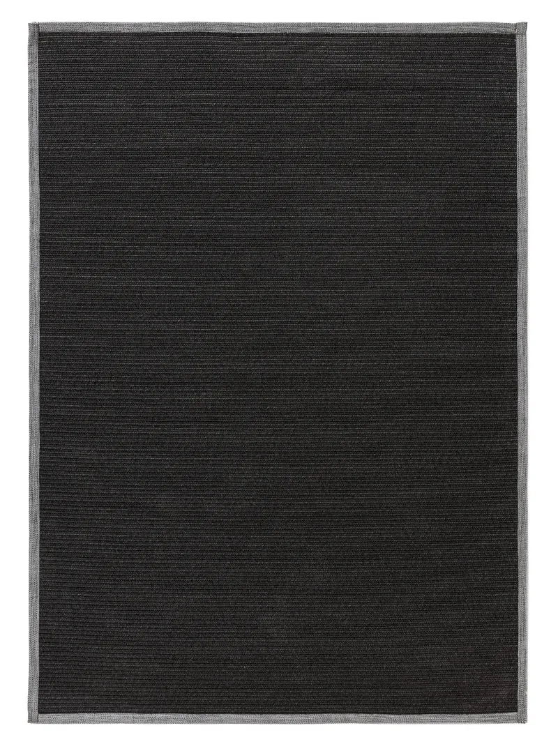 Tapis scandinave tressé noir d'intérieur et d'extérieur 90x130 cm