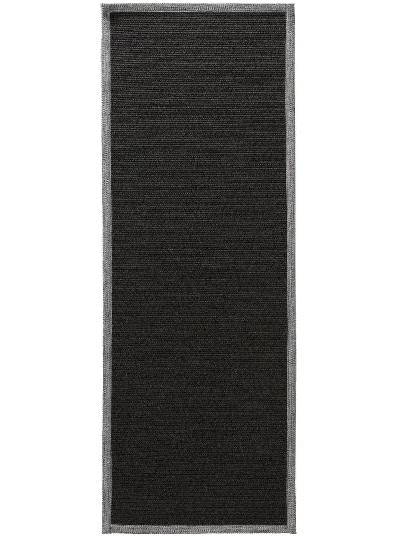 Tapis scandinave tressé de couloir noir d'intérieur et d'extérieur 70x200 cm