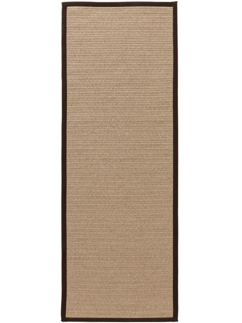 Tapis scandinave tressé de couloir beige d'intérieur et d'extérieur 70x200 cm