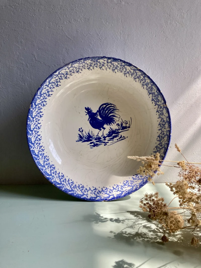 Grand saladier bleu et blanc