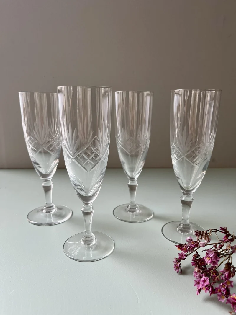 Flûtes ciselées art déco - lot de 4