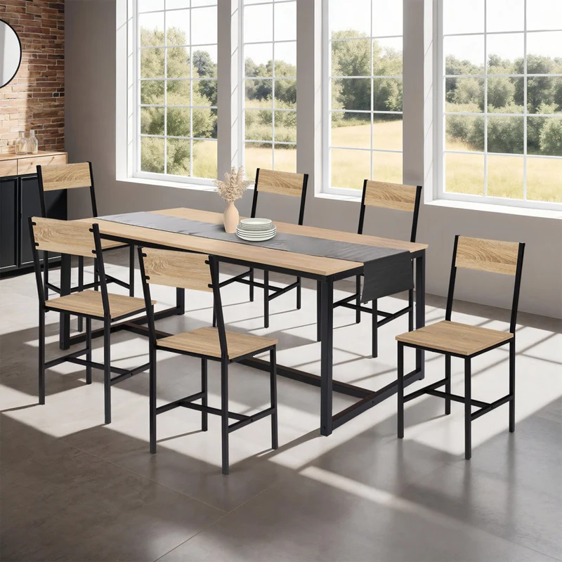 Lot de 6 chaises memphis en bois et pieds métal