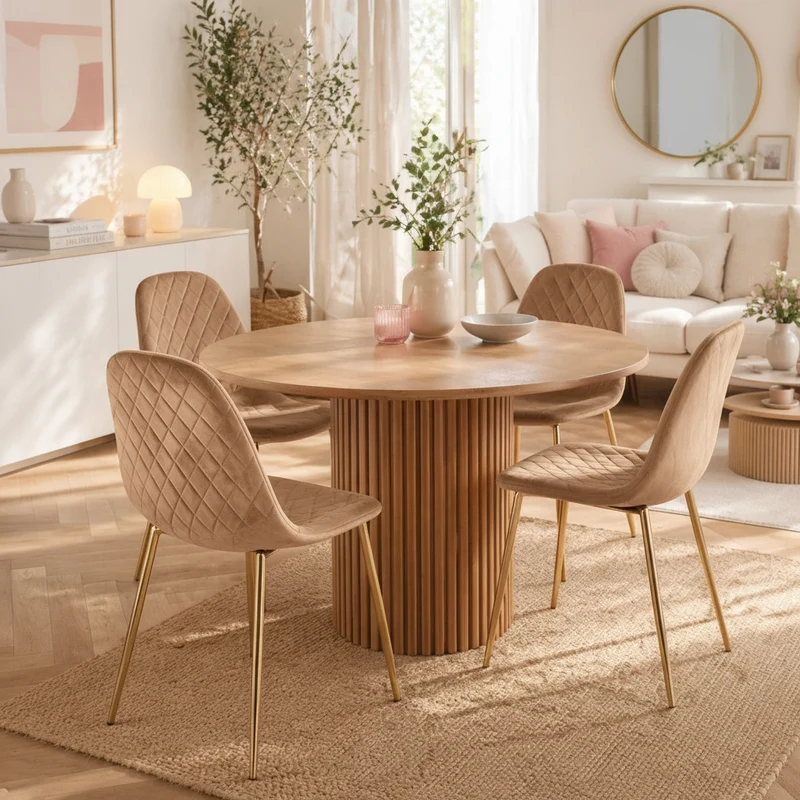 Lot de 4 Chaises Bizzotto Terry beige et doré