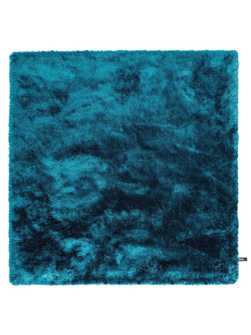 Tapis shaggy fourrure carré bleu pétrole 150x150 cm