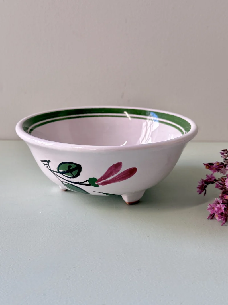 Bol grès émaillé à décor floral