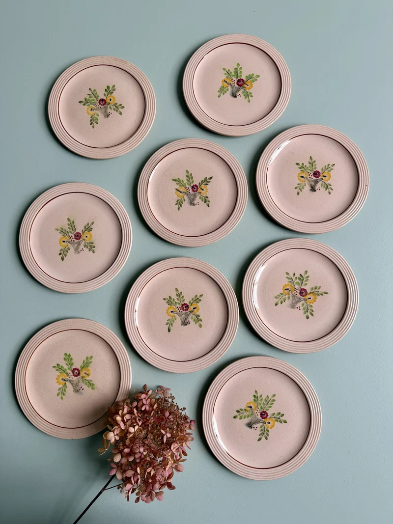Assiettes à dessert Corbeille Longwy - lot de 9