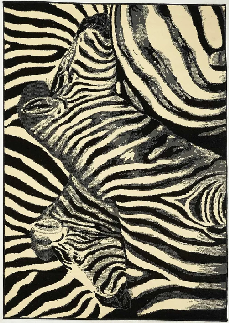 Tapis de Salon Beige rayé Animaux ZEBRE KITCH