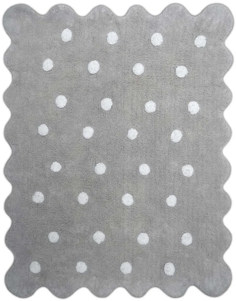 Tapis de Chambre Gris Original en Coton ARRONDIT