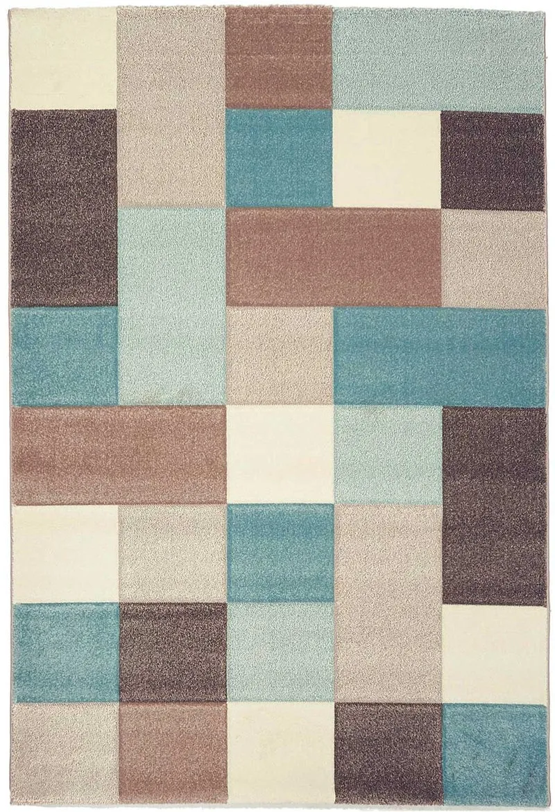 Tapis de Chambre Enfant Bleu à carreaux KIDS