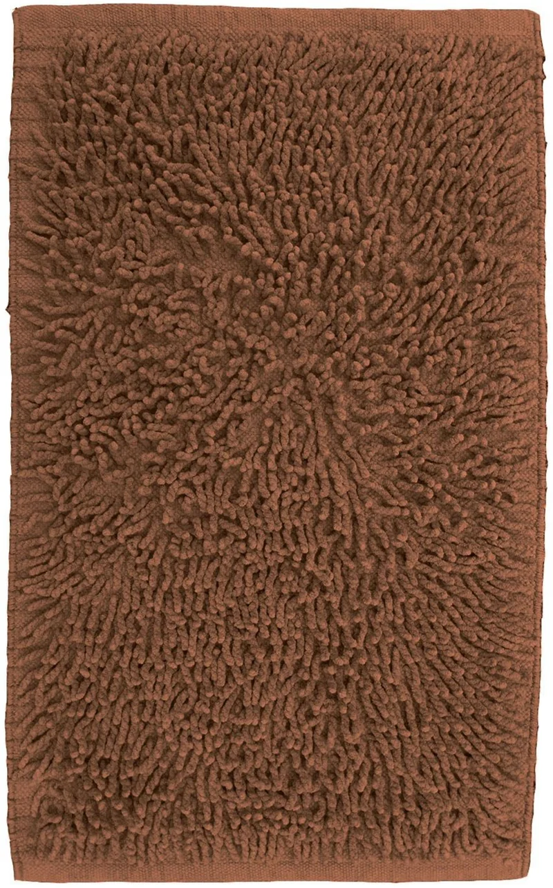 Tapis de Bain Marron en Coton Shaggy CURLYA