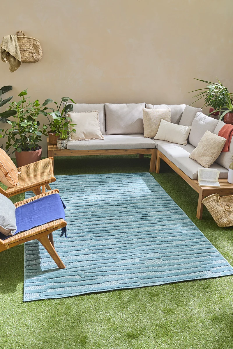 SANTORINI - Tapis d'intérieur et d'extérieur à motifs turquoise - SAN990TUR