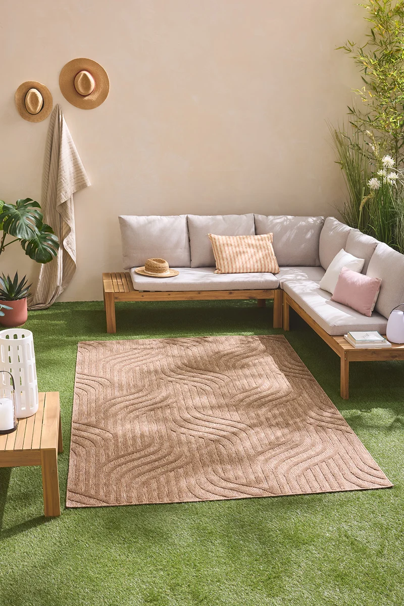SANTORINI - Tapis d'intérieur et extérieur motif graphique beige - SAN989BEI