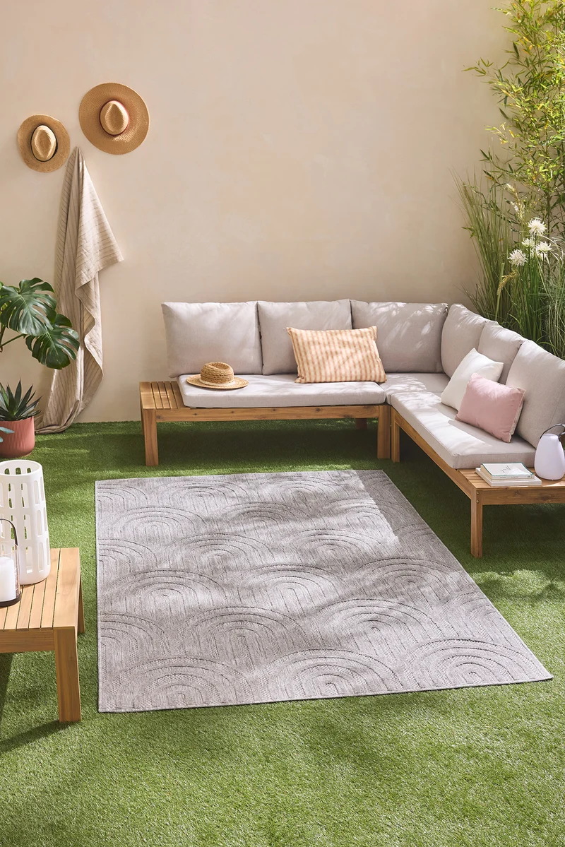 SANTORINI - Tapis d'intérieur et extérieur motif arcs de cercle gris - SAN985GRI