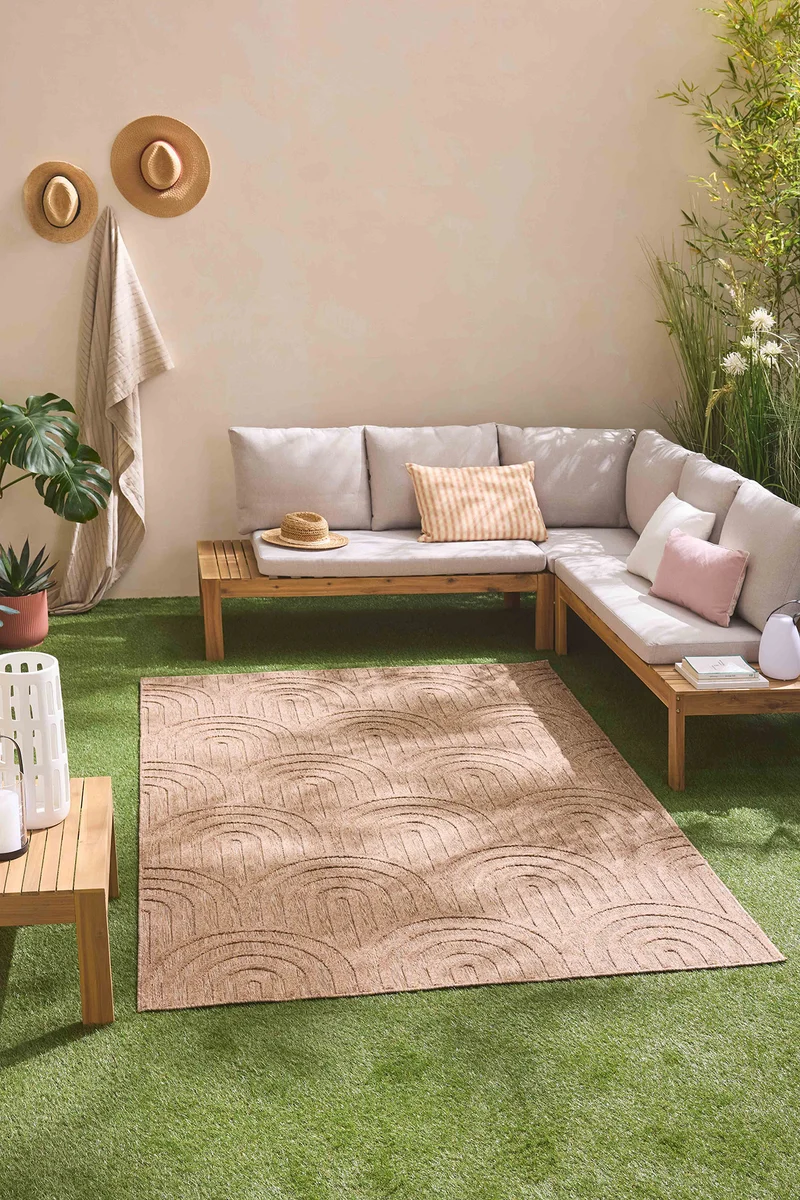 SANTORINI - Tapis d'intérieur et extérieur motif arcs de cercle beige - SAN985BEI