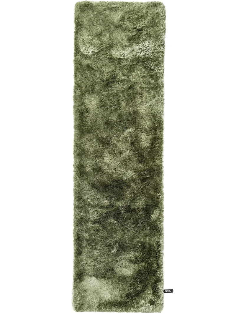 Tapis shaggy fourrure descente de lit vert khaki 80x300 cm