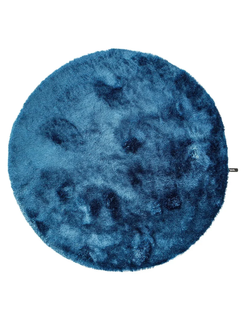 Tapis shaggy fourrure rond bleu 80 cm de diamètre