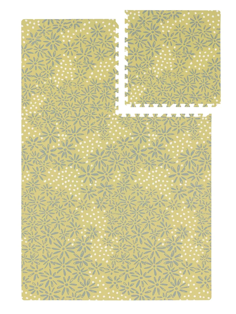 Tapis enfant de jeux puzzle motif à fleurs vert 120x180 cm