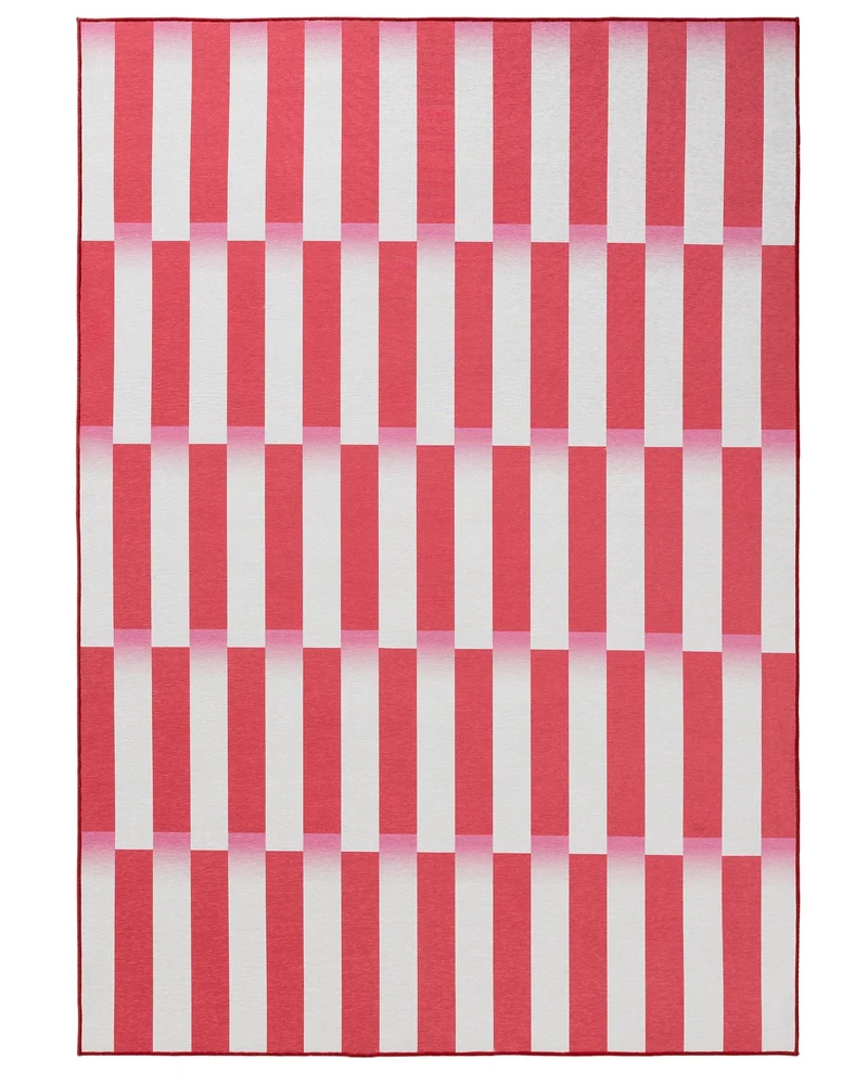 Tapis géométrique style rétro rouge et blanc 120x170 cm