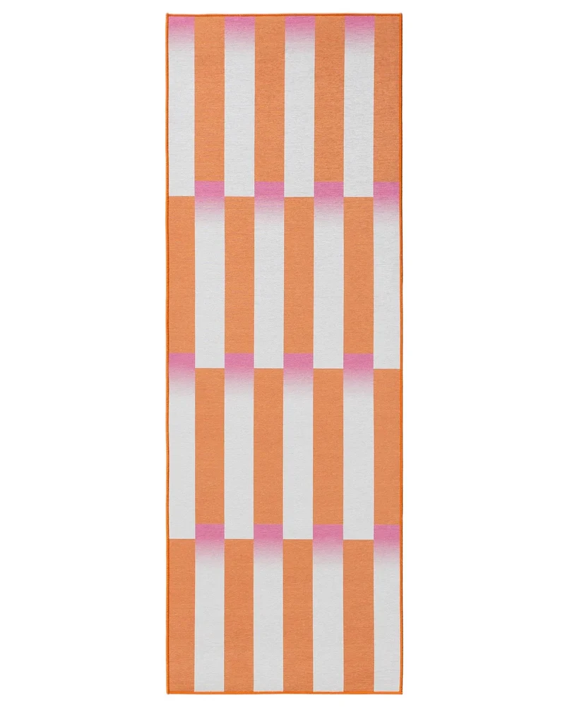 Tapis géométrique style rétro de couloir orange 70x200 cm
