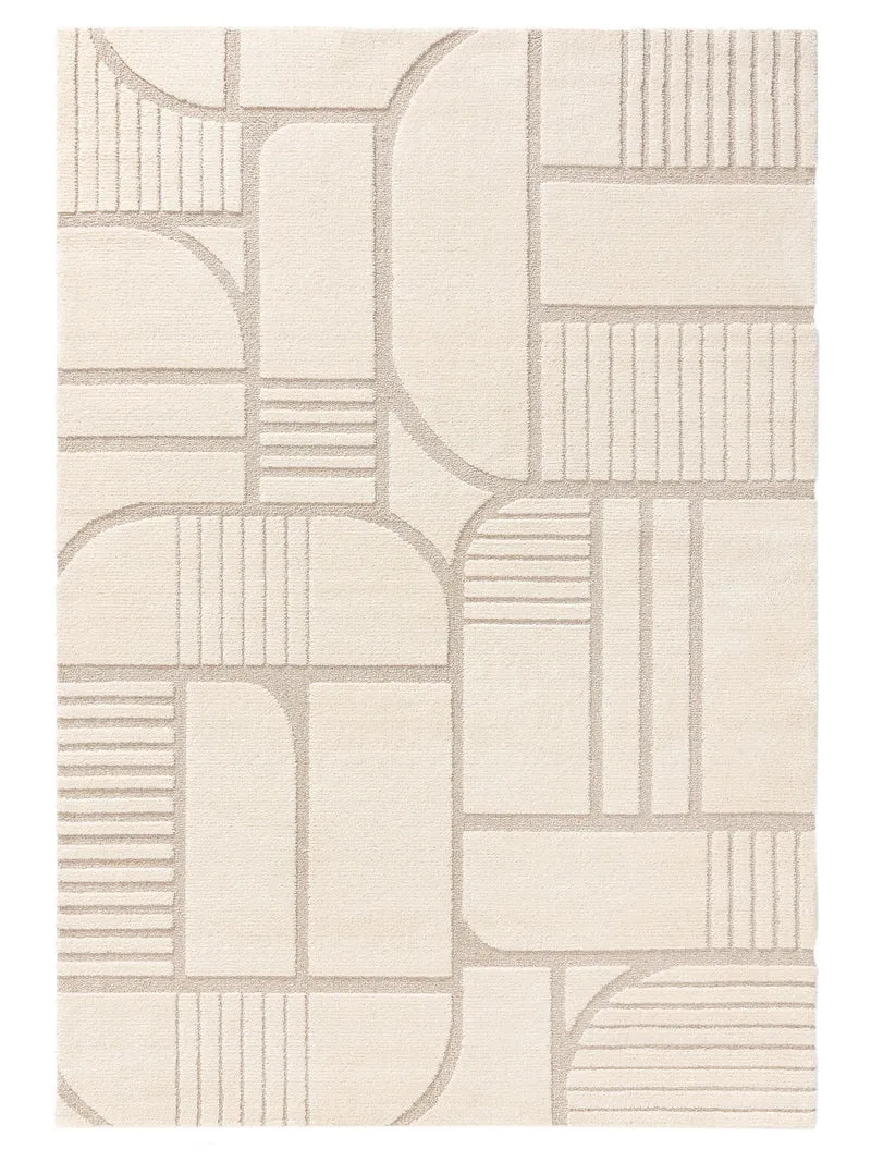 Tapis moderne motif pavage crème 200x290 cm