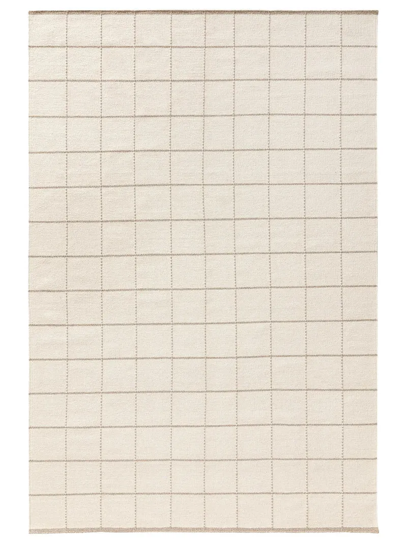 Tapis moderne motif grille géométrique crème en laine 160x230 cm