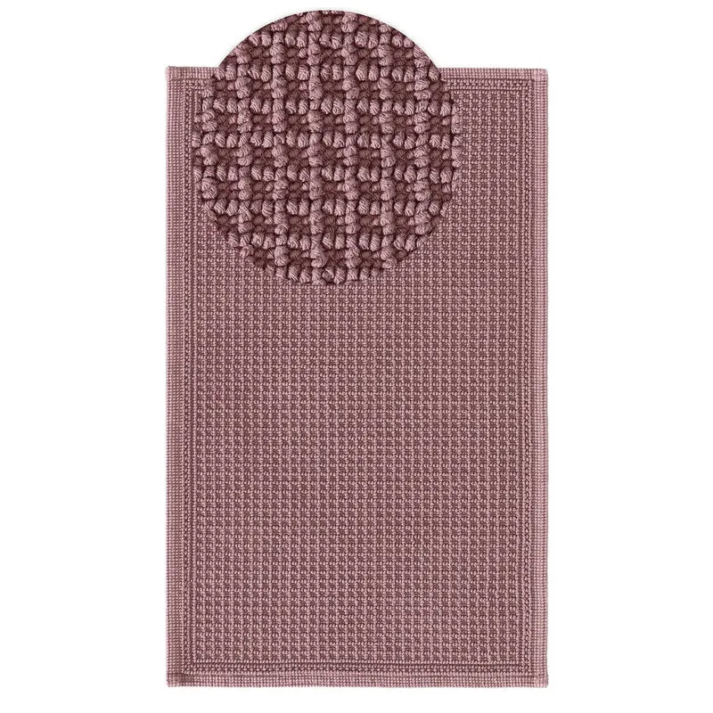 Tapis géométrique grille de bain violet en coton 50x80 cm