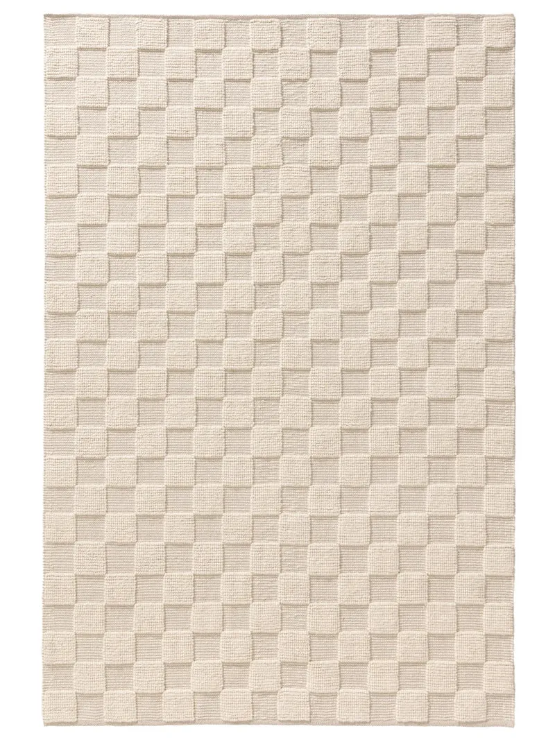 Tapis moderne motif géométrique damier crème 200x300 cm