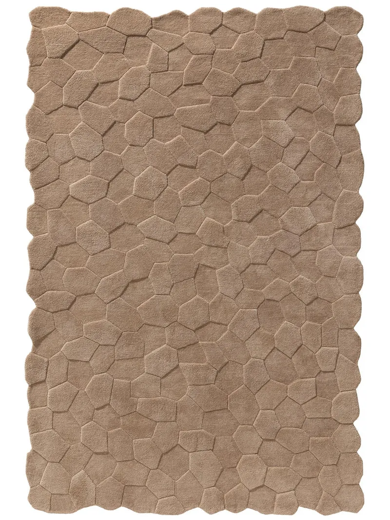 Tapis contemporain motif géométrique marron en laine 160x230 cm