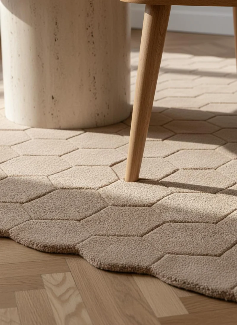 Tapis contemporain motif géométrique marron en laine 160x230 cm