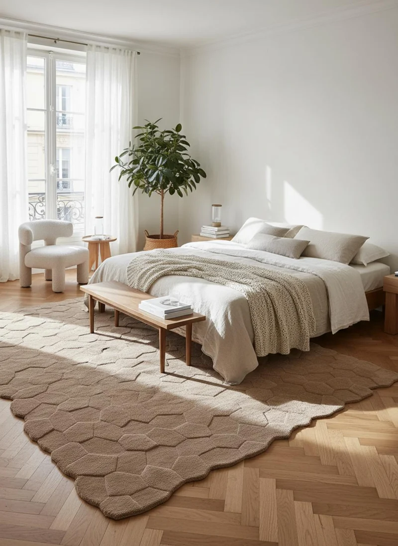 Tapis contemporain motif géométrique marron en laine 160x230 cm