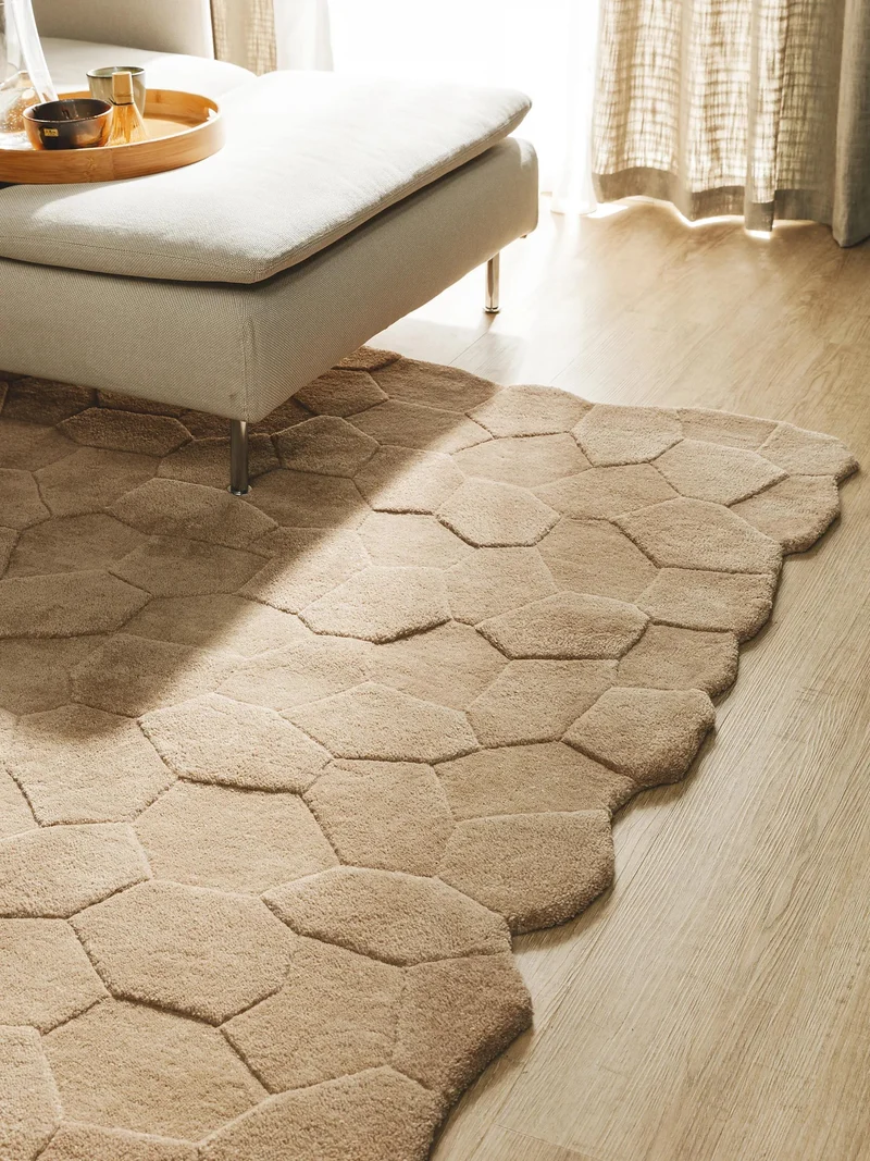 Tapis contemporain motif géométrique marron en laine 160x230 cm