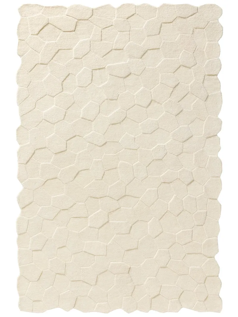 Tapis contemporain motif géométrique beige en laine 120x170 cm