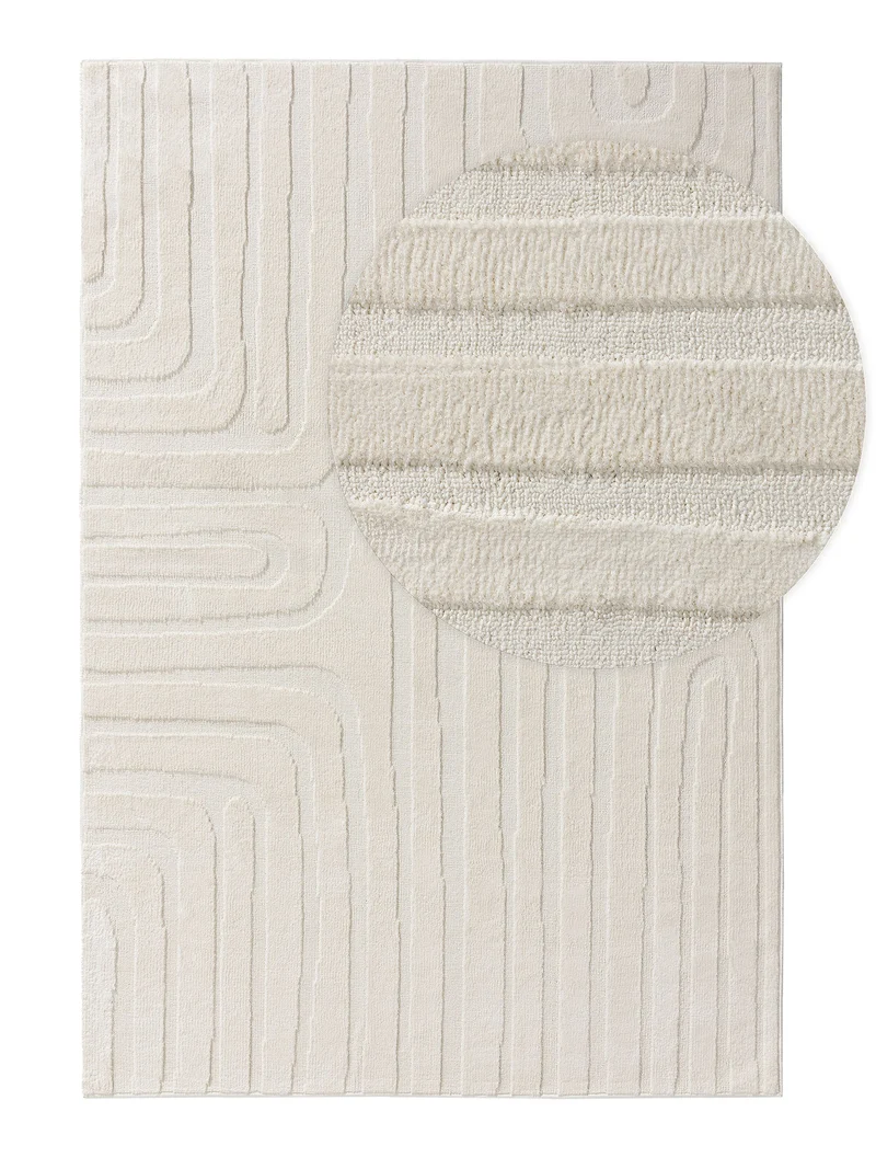 Tapis scandinave géométrique, uni crème 120x170 cm