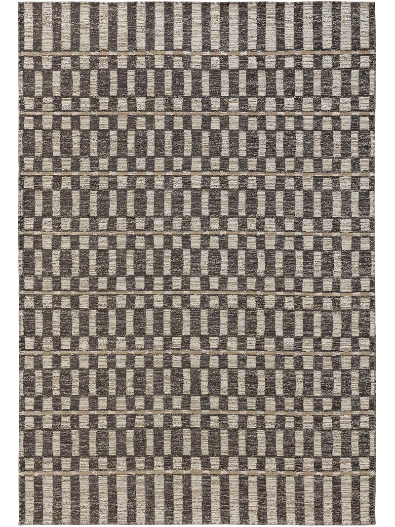 Tapis géométrique inspiration ethnique gris et beige 120x170 cm