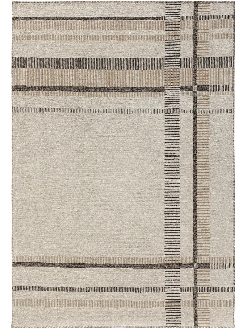 Tapis géométrique inspiration ethnique beige et marron 120x170 cm