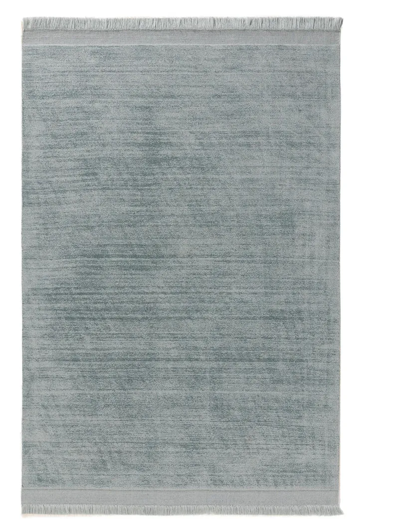 Tapis moderne chiné à franges turquoise 160x230 cm