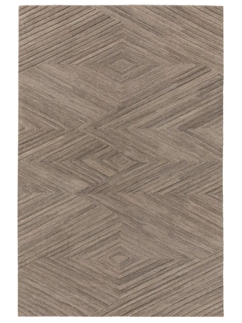 Tapis moderne motif géométrique marron en laine 200x300 cm